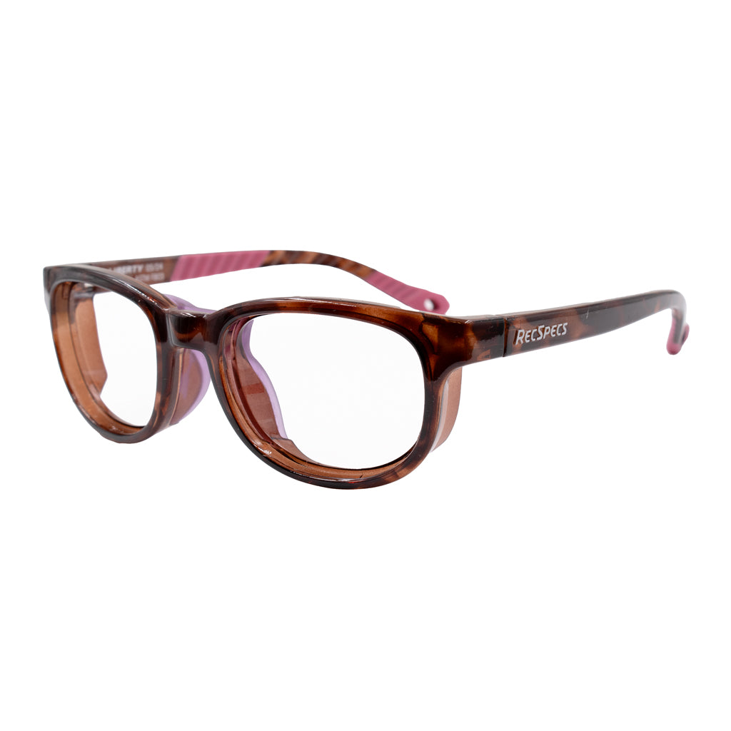 Rec Specs Hybrid 1 frame in Tortoise Magenta Pink angled view