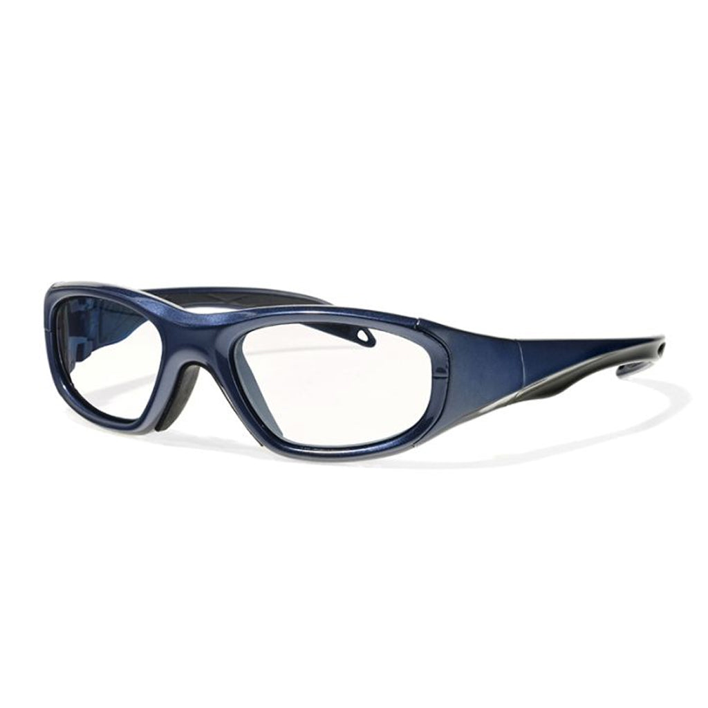 Rec Specs Morpheus 1 frame in Shiny Navy Blue/Black Stripe angled view